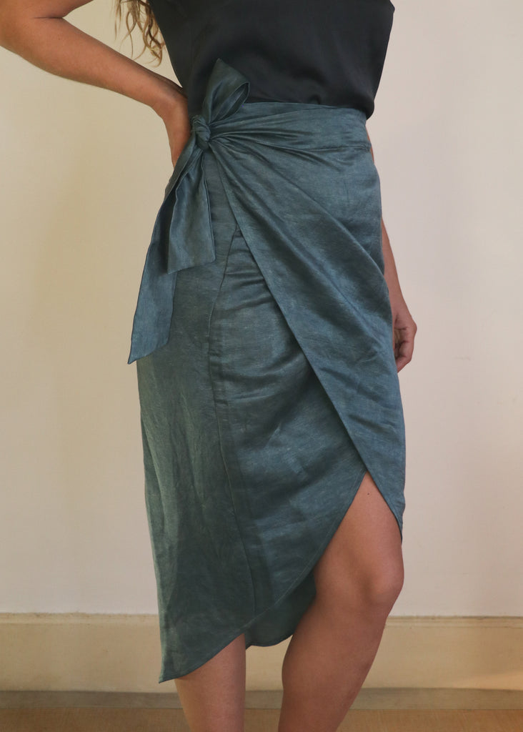Silk | Linen Wrap Skirt