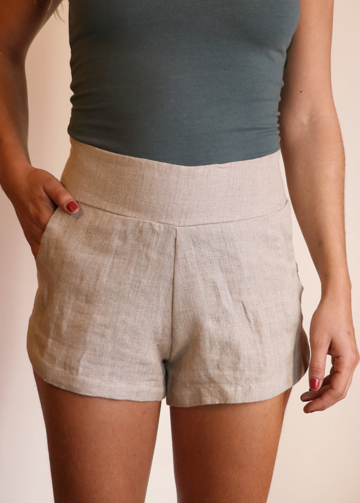 100% Linen certified sustainable clothing. Eco friendly apparel in our organic linen shorts and organic cotton tank.